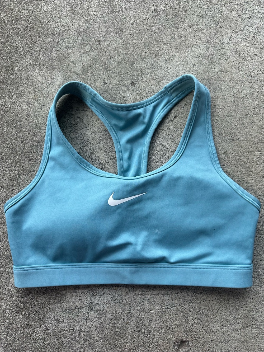 Nike Light Blue Swoosh Padded Racerback Sports Bra
